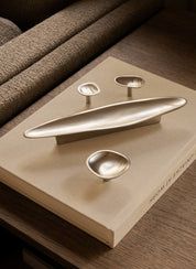 VALE hardware collection in Satin Nickel. Designed by Julie Brandt and is part of our organic shaped hardware collection with cabinet and kitchen handles.