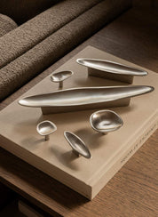 VALE pull bar short in Satin Nickel. Part of our organic hardware collection. Made of solid brass. Designed by Julie Brandt for BRANDT Copenhagen.
