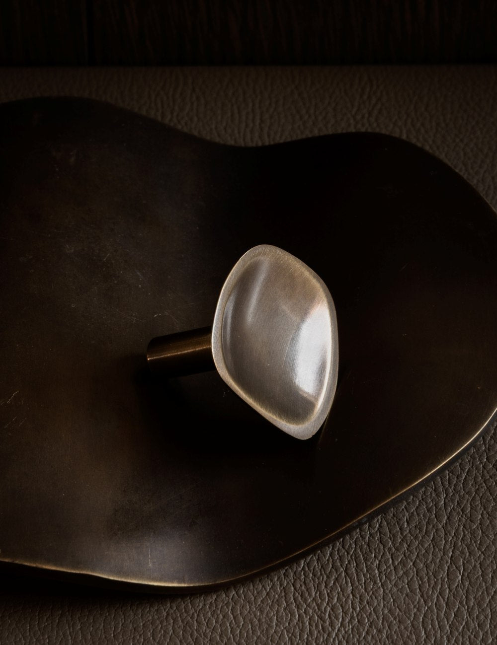 VALE hook and knob in Burnished Brass Patina. VALE is part of our organic shaped hardware. Designed by Julie Brandt for BRANDT Copenhagen.