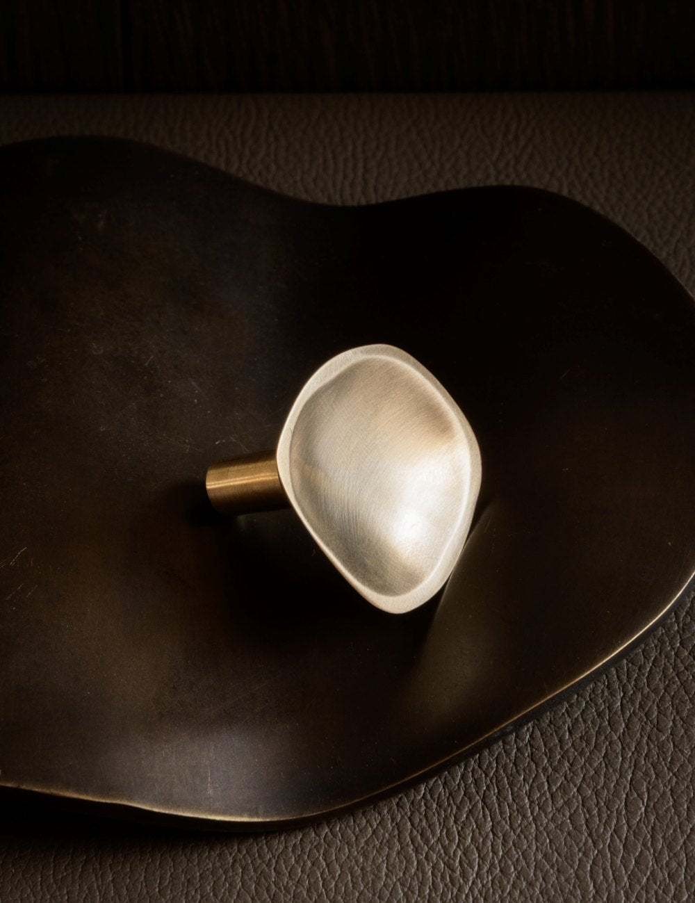 VALE knob in satin brass made of solid brass and designed by Julie Brandt for BRANDT Collective