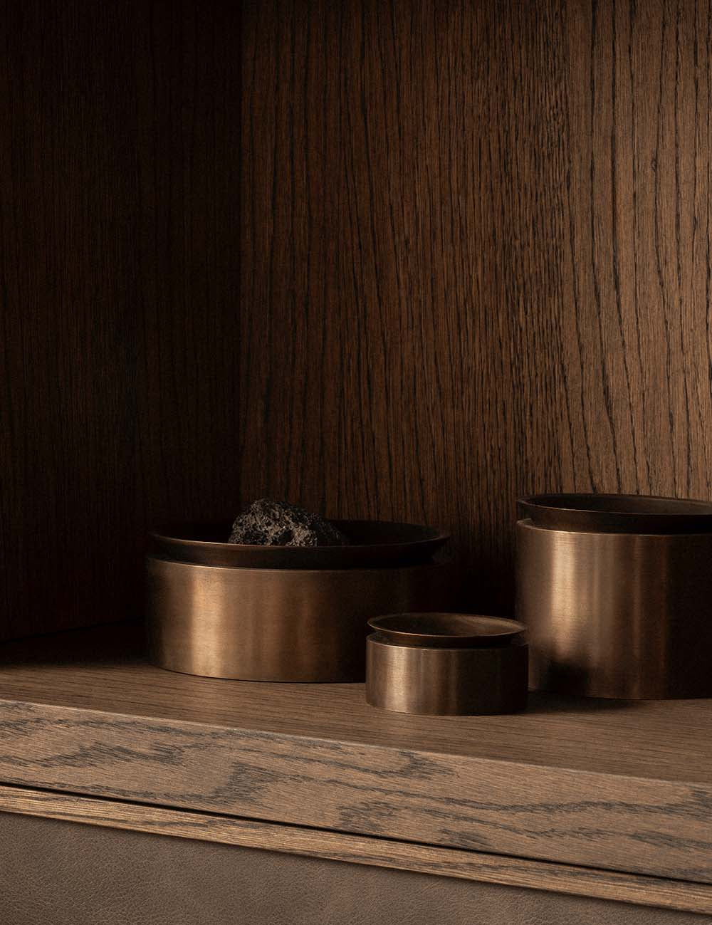 BRANDT Copenhagen EDO canisters in burnished brass and different sizes