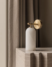 BRANDT Copenhagen FRAGMENT wall lamp in white alabaster and satin brass