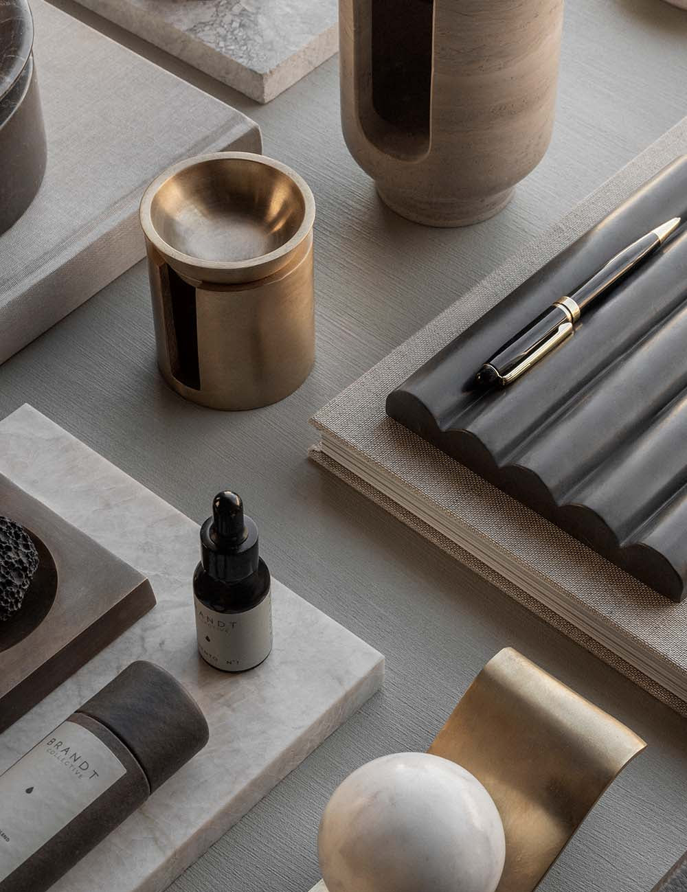 ARDEN tray in ROYAL GREY marble is designed by Julie Brandt for BRANDT Collective.