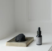 PLATEAU tray in Satin Brass with LAVA rock and MEMENTO oil