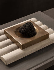 PLATEAU tray in Burnished Brass with LAVA rock on ARDEN tray